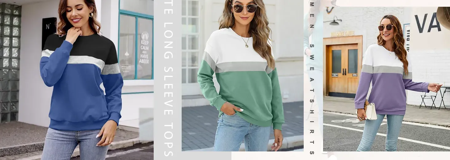  Women's Casual Long Sleeve Color Block