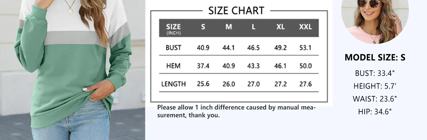 TICTICMIMI Women's Casual Long Sleeve Color Block