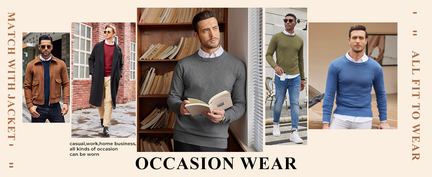 COOFANDY Men&amp;amp;#39;s Crew Neck Sweater Slim Fit Lightweight Sweatshirts Knit Pullover