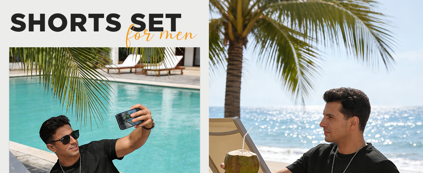 Men&amp;#39;s 2 Piece Outfits Short Sleeve Shirt and Shorts Sets