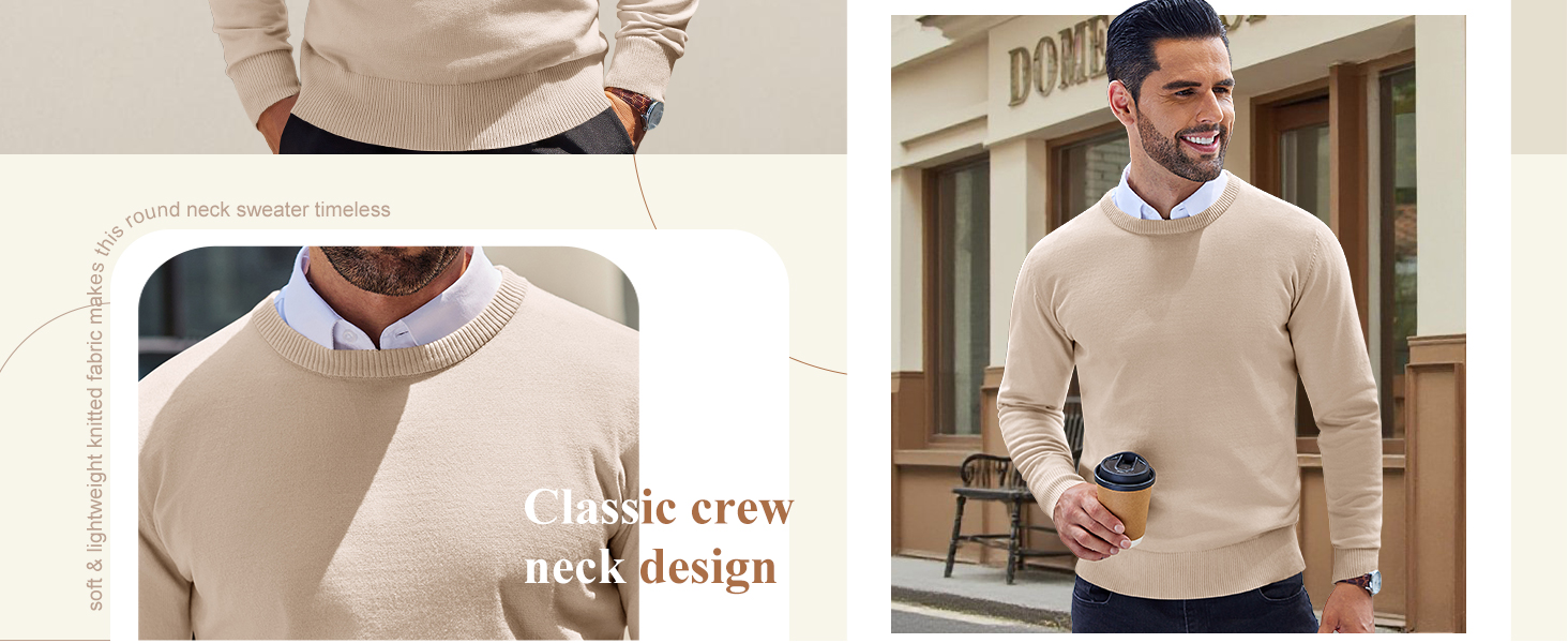 COOFANDY Men&amp;#39;s Crew Neck Sweater Slim Fit Lightweight Sweatshirts Knit Pullover