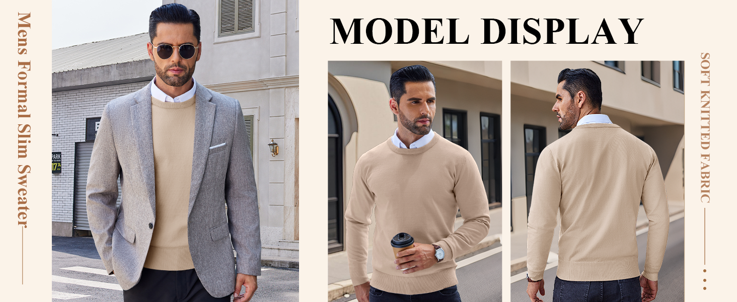 Mens Crewneck Sweater Knitted Pullover Sweaters