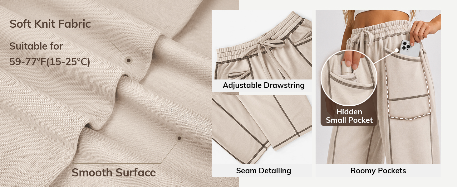 Womens Baggy Barrel Sweatpants Wide Leg Drawstring Lounge Sweat Pants