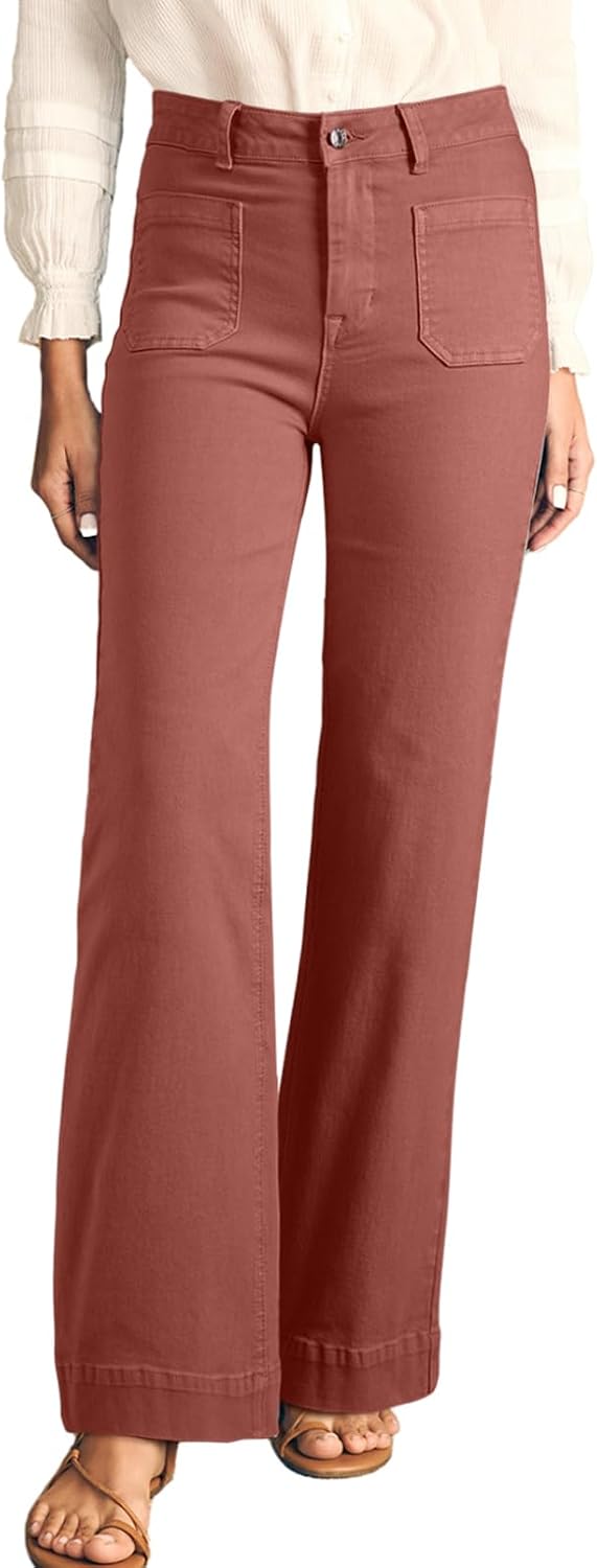 Women's Wide Leg Jeans High Waisted Stretchy Straight Leg Jeans Loose Trendy Denim Pants with Pocket