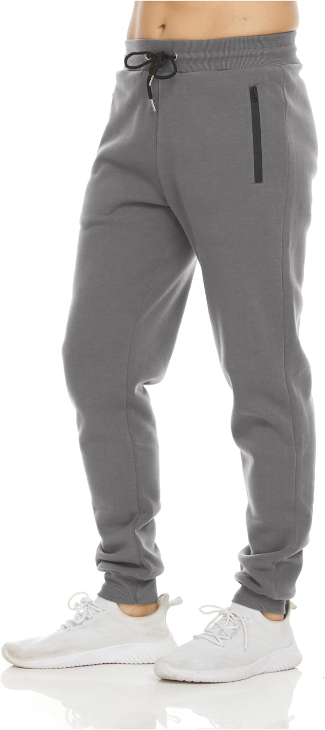  Mens Sweatpants 3 Pack Fleece Active Athletic Workout Jogger Sweatpants for Men with Zipper Pocket Size S-3XL