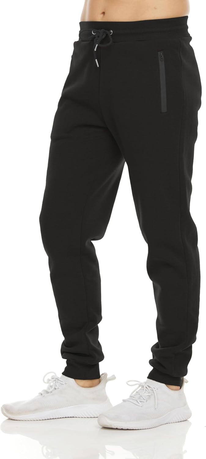  Mens Sweatpants 3 Pack Fleece Active Athletic Workout Jogger Sweatpants for Men with Zipper Pocket Size S-3XL