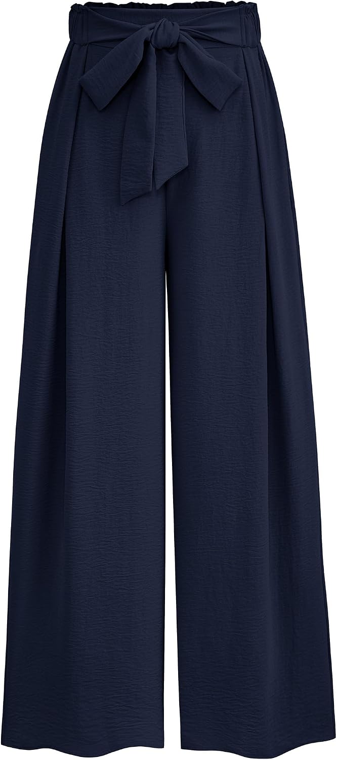 Women's Wide Leg Work Pants Business Casual High Waisted Loose Palazzo Trouser Summer Clothes