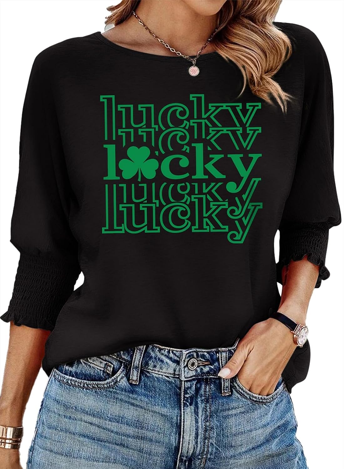 Women's 2026 Fashion Tops 3/4 Sleeve T-Shirts Cute Crewneck Basic Business Tees Blouses
