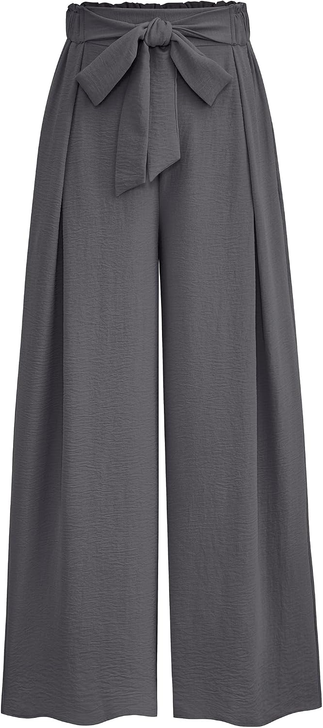 Women's Wide Leg Work Pants Business Casual High Waisted Loose Palazzo Trouser Summer Clothes