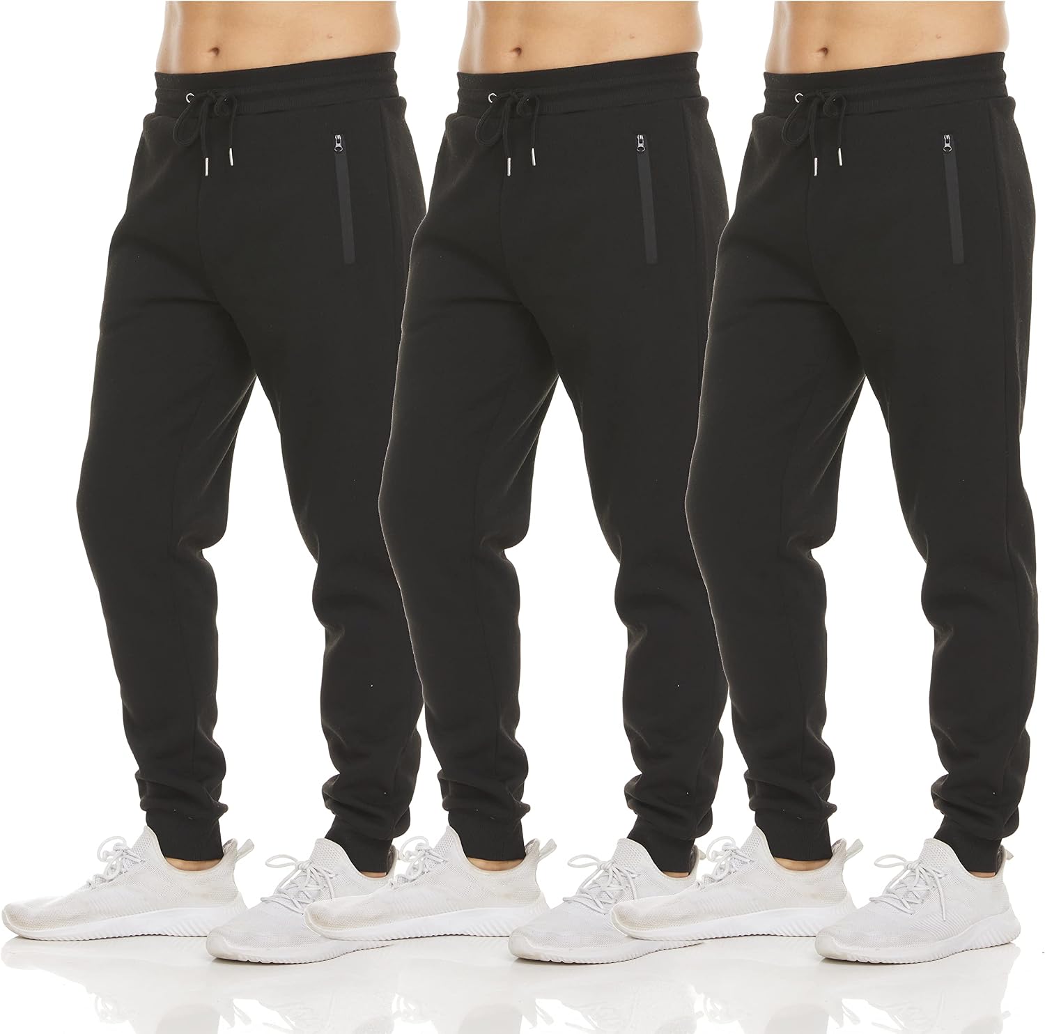  Mens Sweatpants 3 Pack Fleece Active Athletic Workout Jogger Sweatpants for Men with Zipper Pocket Size S-3XL