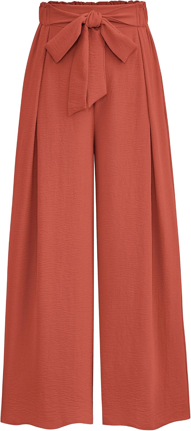 Women's Wide Leg Work Pants Business Casual High Waisted Loose Palazzo Trouser Summer Clothes