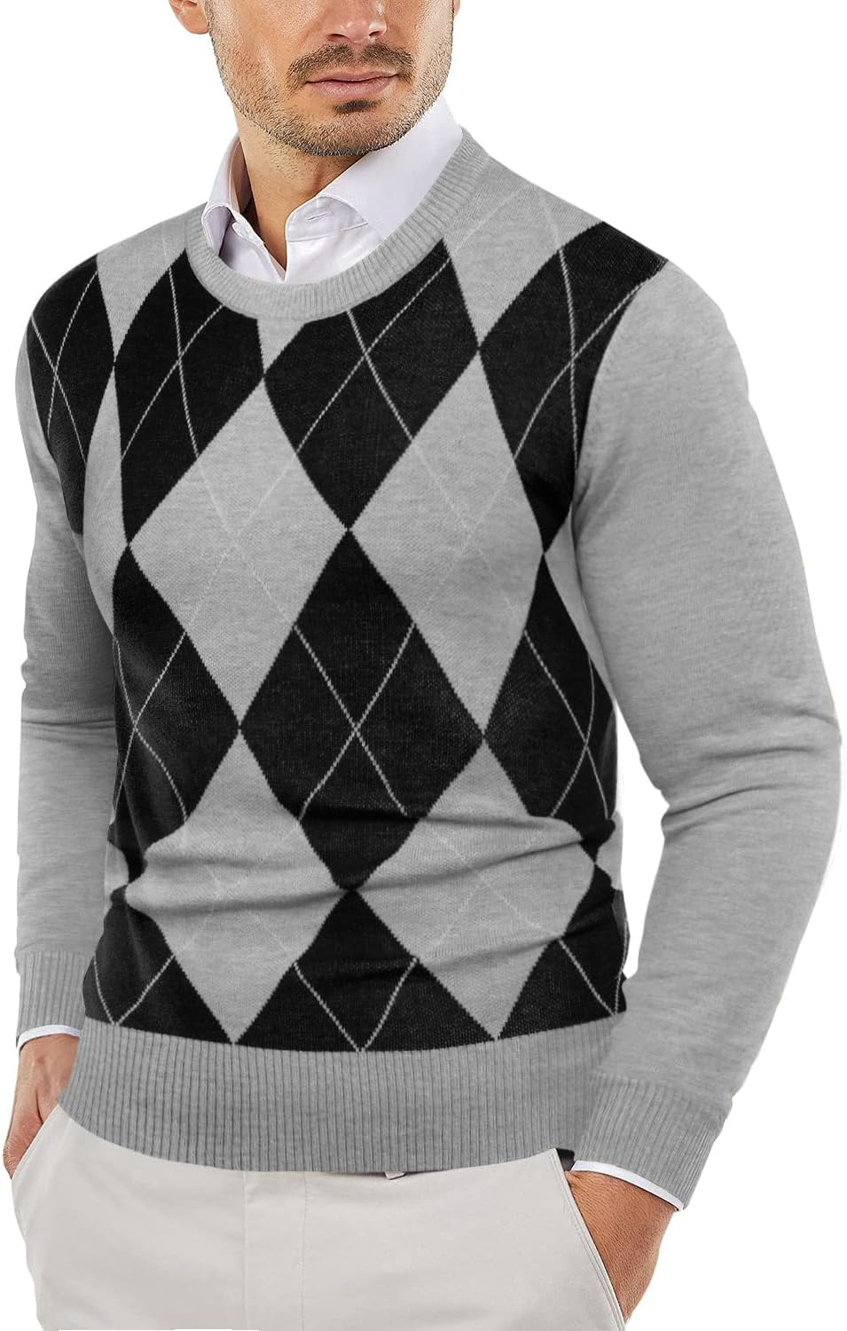 Men's Crewneck Sweaters Long Sleeve Dress Knit Sweater Lightweight Slim Fit Pullover Sweaters