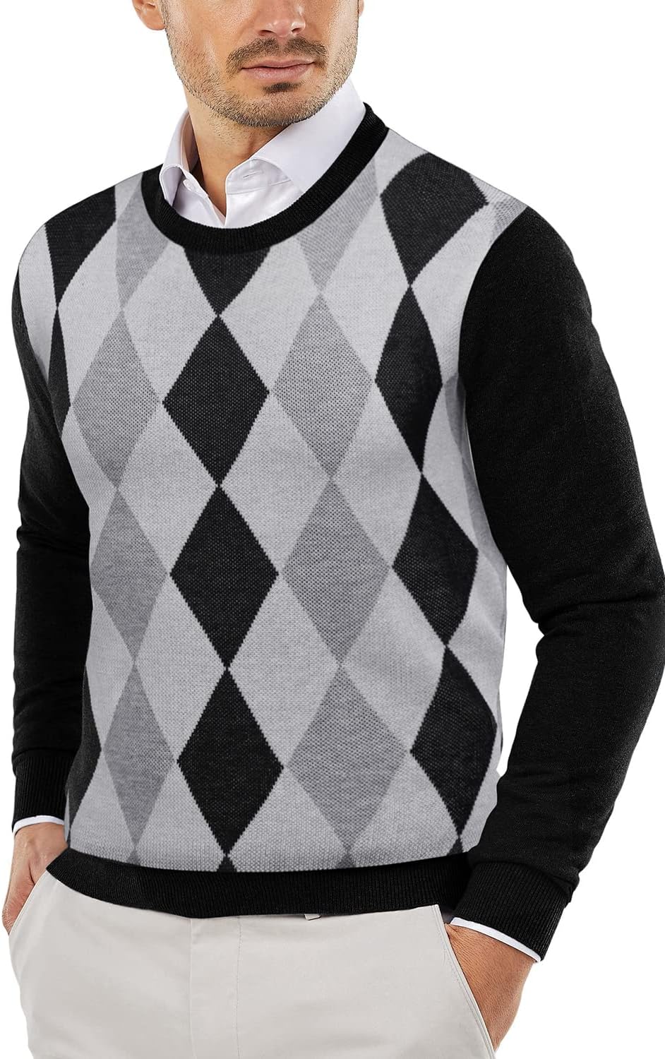Men's Crewneck Sweaters Long Sleeve Dress Knit Sweater Lightweight Slim Fit Pullover Sweaters