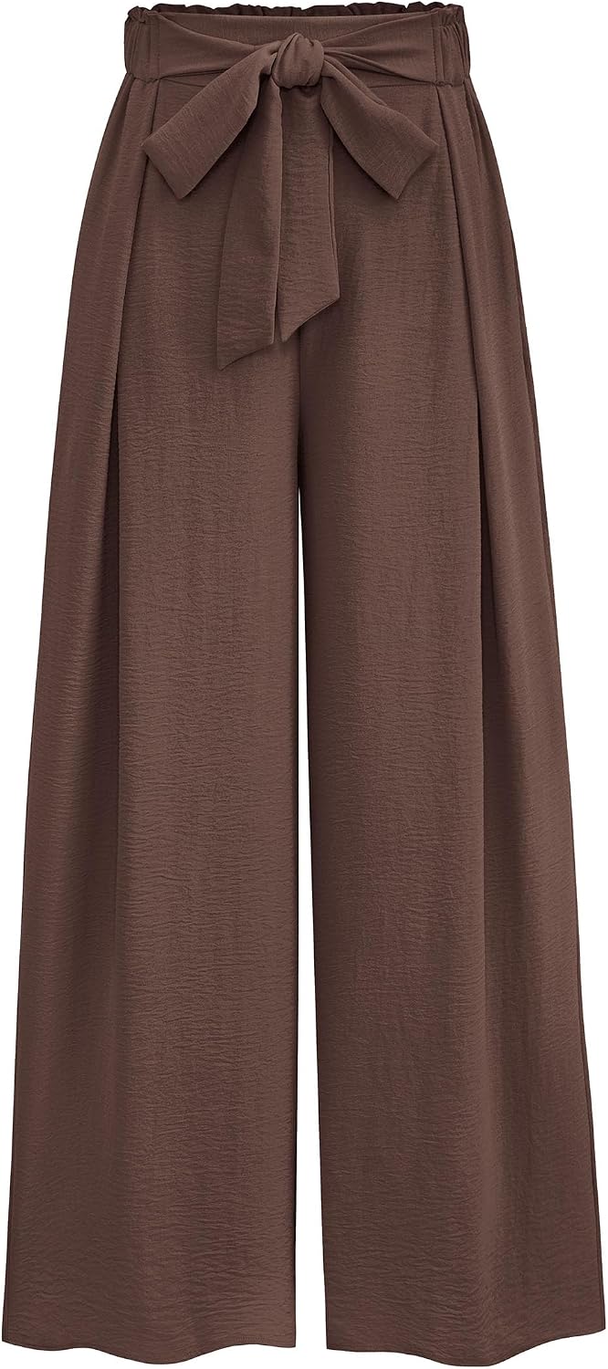 Women's Wide Leg Work Pants Business Casual High Waisted Loose Palazzo Trouser Summer Clothes