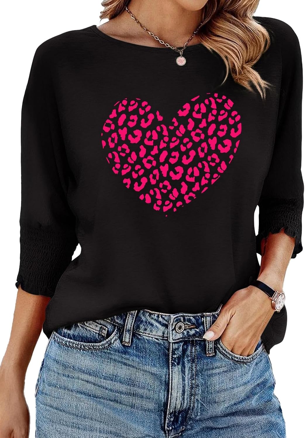 Women's 2026 Fashion Tops 3/4 Sleeve T-Shirts Cute Crewneck Basic Business Tees Blouses