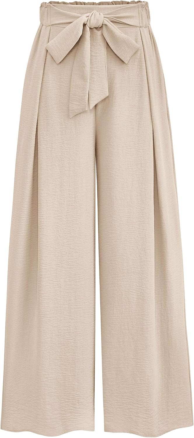 Women's Wide Leg Work Pants Business Casual High Waisted Loose Palazzo Trouser Summer Clothes