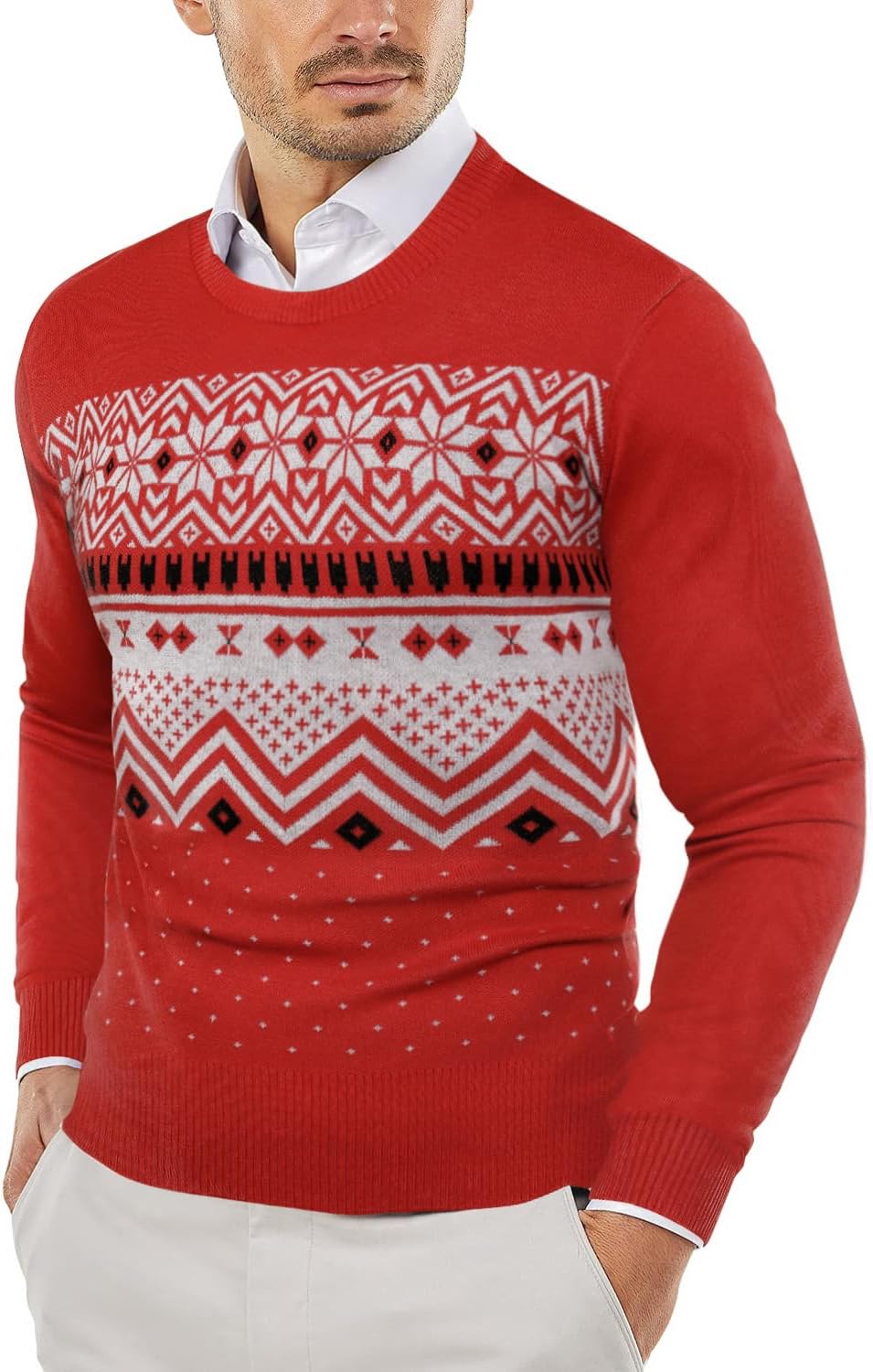 Men's Crewneck Sweaters Long Sleeve Dress Knit Sweater Lightweight Slim Fit Pullover Sweaters
