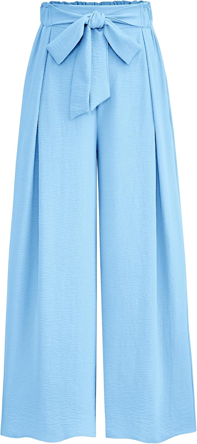 Women's Wide Leg Work Pants Business Casual High Waisted Loose Palazzo Trouser Summer Clothes