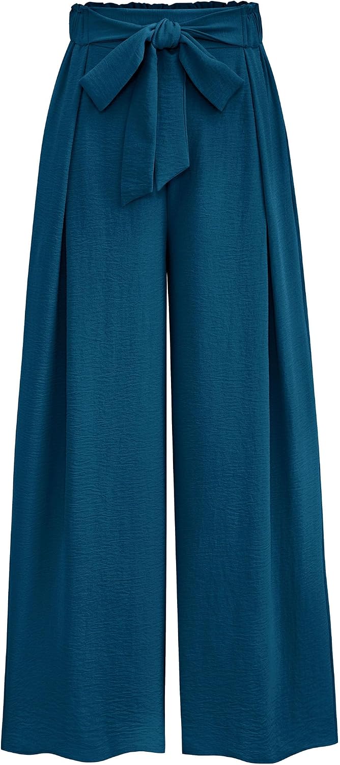 Women's Wide Leg Work Pants Business Casual High Waisted Loose Palazzo Trouser Summer Clothes