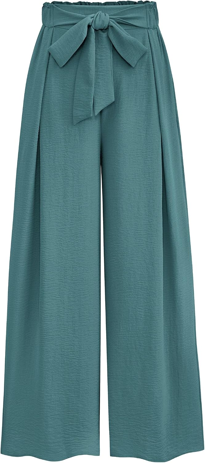Women's Wide Leg Work Pants Business Casual High Waisted Loose Palazzo Trouser Summer Clothes