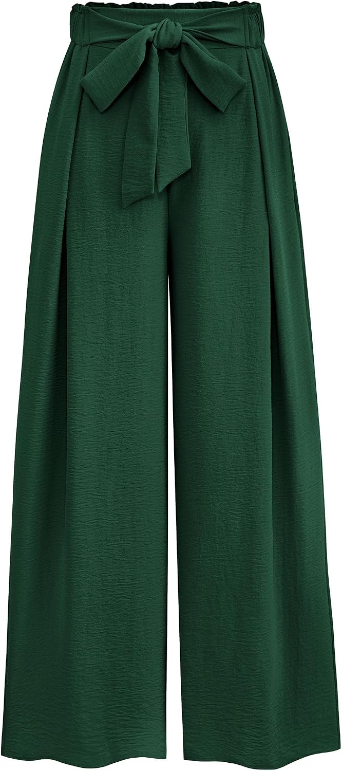 Women's Wide Leg Work Pants Business Casual High Waisted Loose Palazzo Trouser Summer Clothes