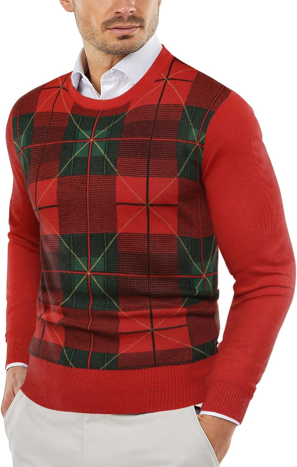 Men's Crewneck Sweaters Long Sleeve Dress Knit Sweater Lightweight Slim Fit Pullover Sweaters