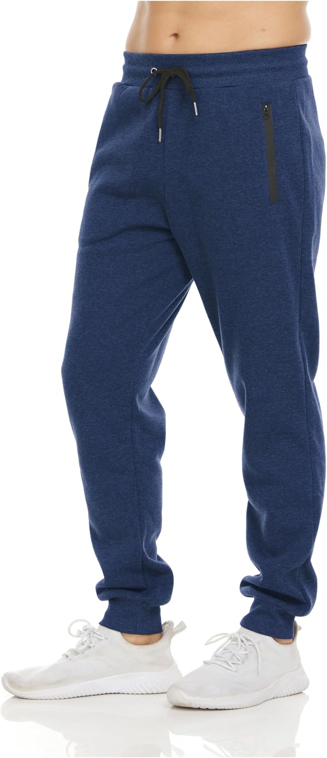  Mens Sweatpants 3 Pack Fleece Active Athletic Workout Jogger Sweatpants for Men with Zipper Pocket Size S-3XL