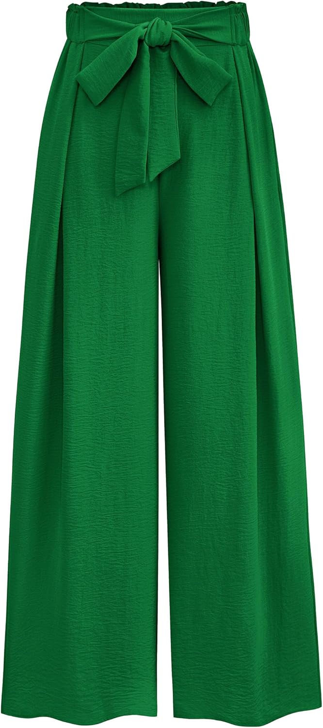 Women's Wide Leg Work Pants Business Casual High Waisted Loose Palazzo Trouser Summer Clothes