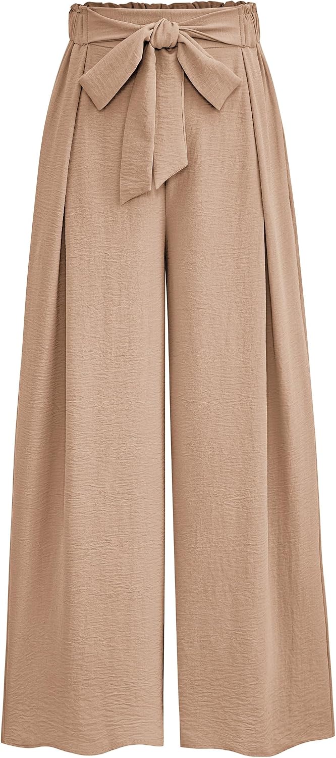 Women's Wide Leg Work Pants Business Casual High Waisted Loose Palazzo Trouser Summer Clothes
