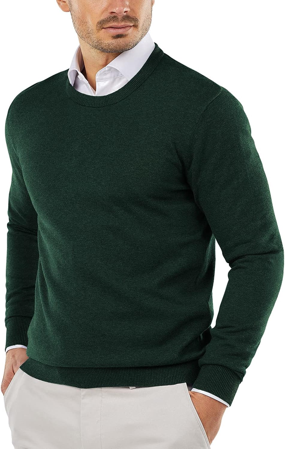 Men's Crewneck Sweaters Long Sleeve Dress Knit Sweater Lightweight Slim Fit Pullover Sweaters