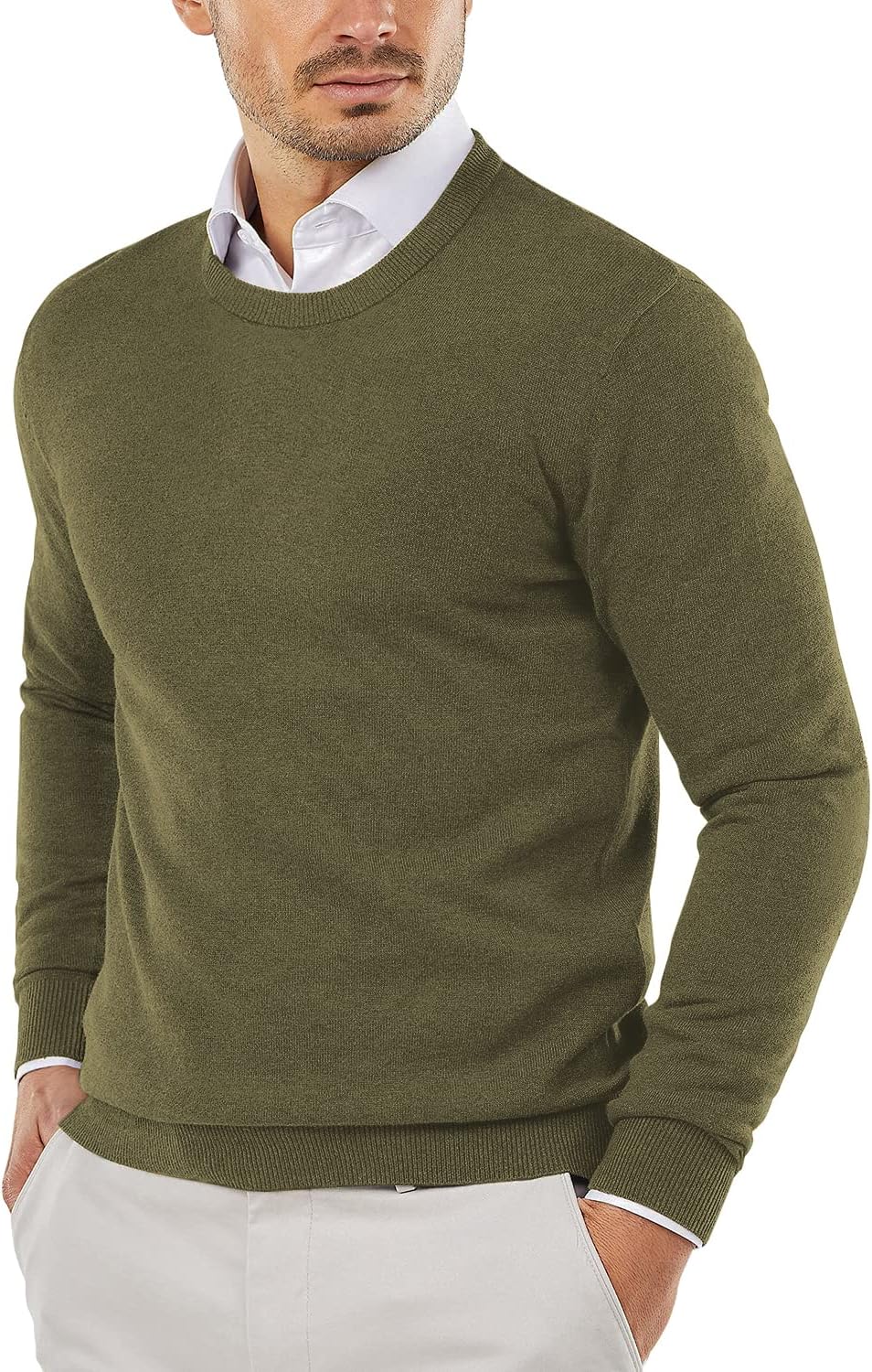 Men's Crewneck Sweaters Long Sleeve Dress Knit Sweater Lightweight Slim Fit Pullover Sweaters