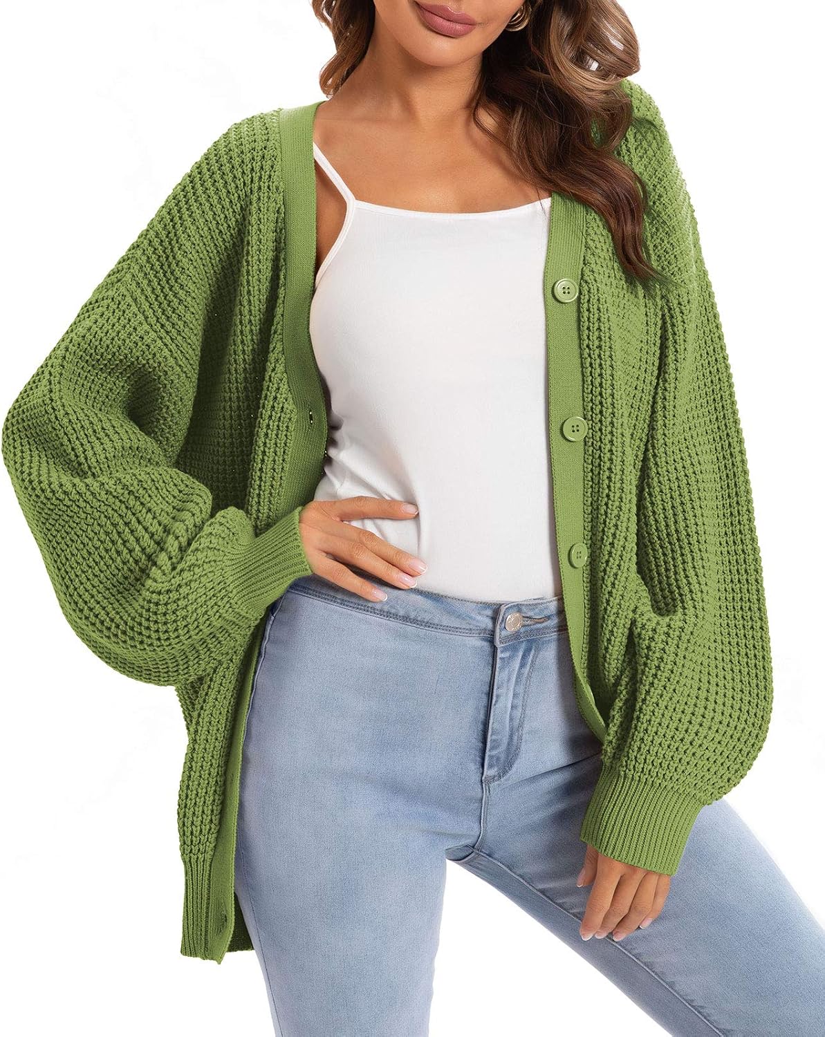 Women's Oversized 100% Cotton Cardigan Sweater | Button Down Open Front Knit Outerwear Layering Casual Everyday Office