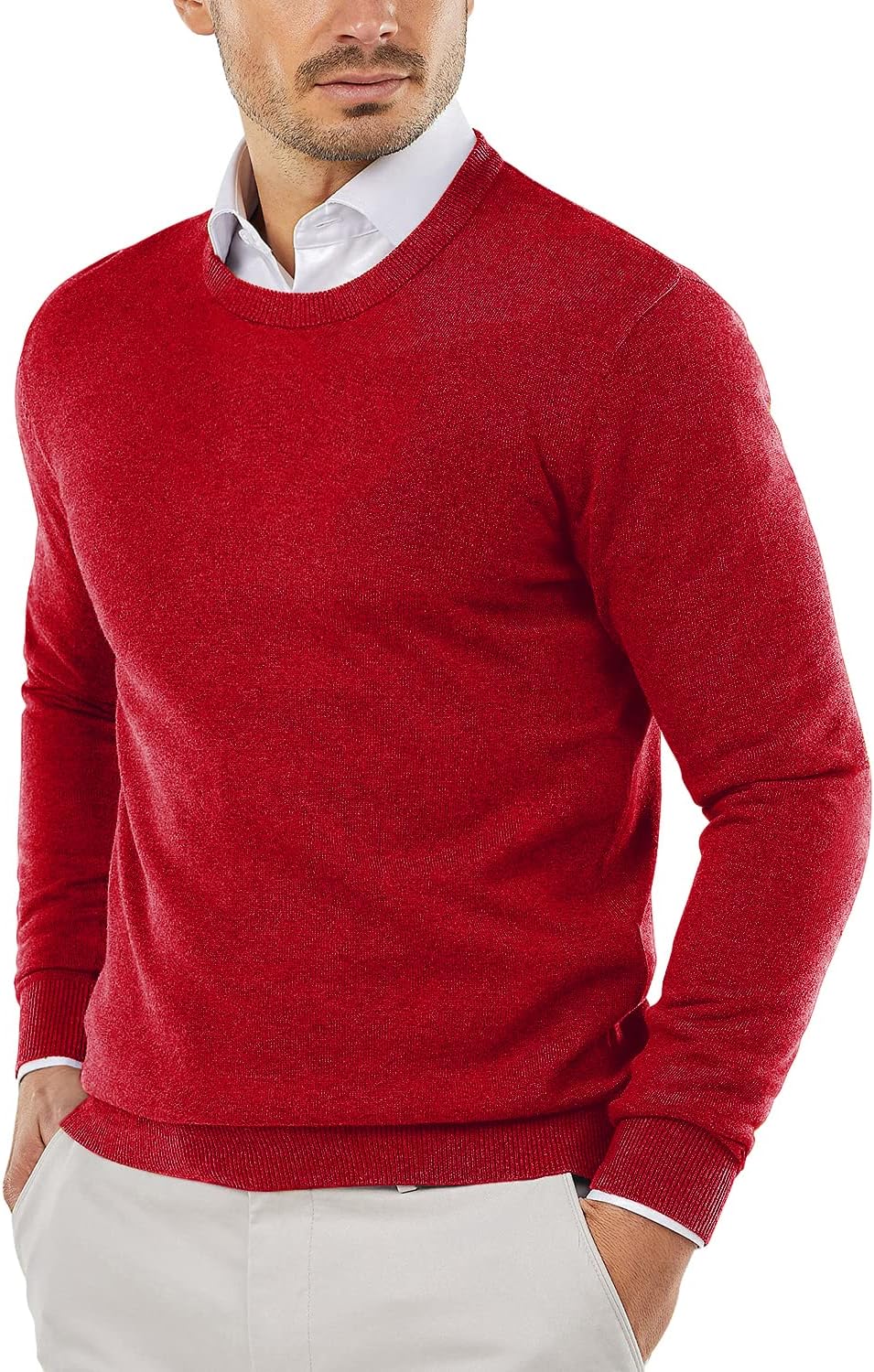 Men's Crewneck Sweaters Long Sleeve Dress Knit Sweater Lightweight Slim Fit Pullover Sweaters