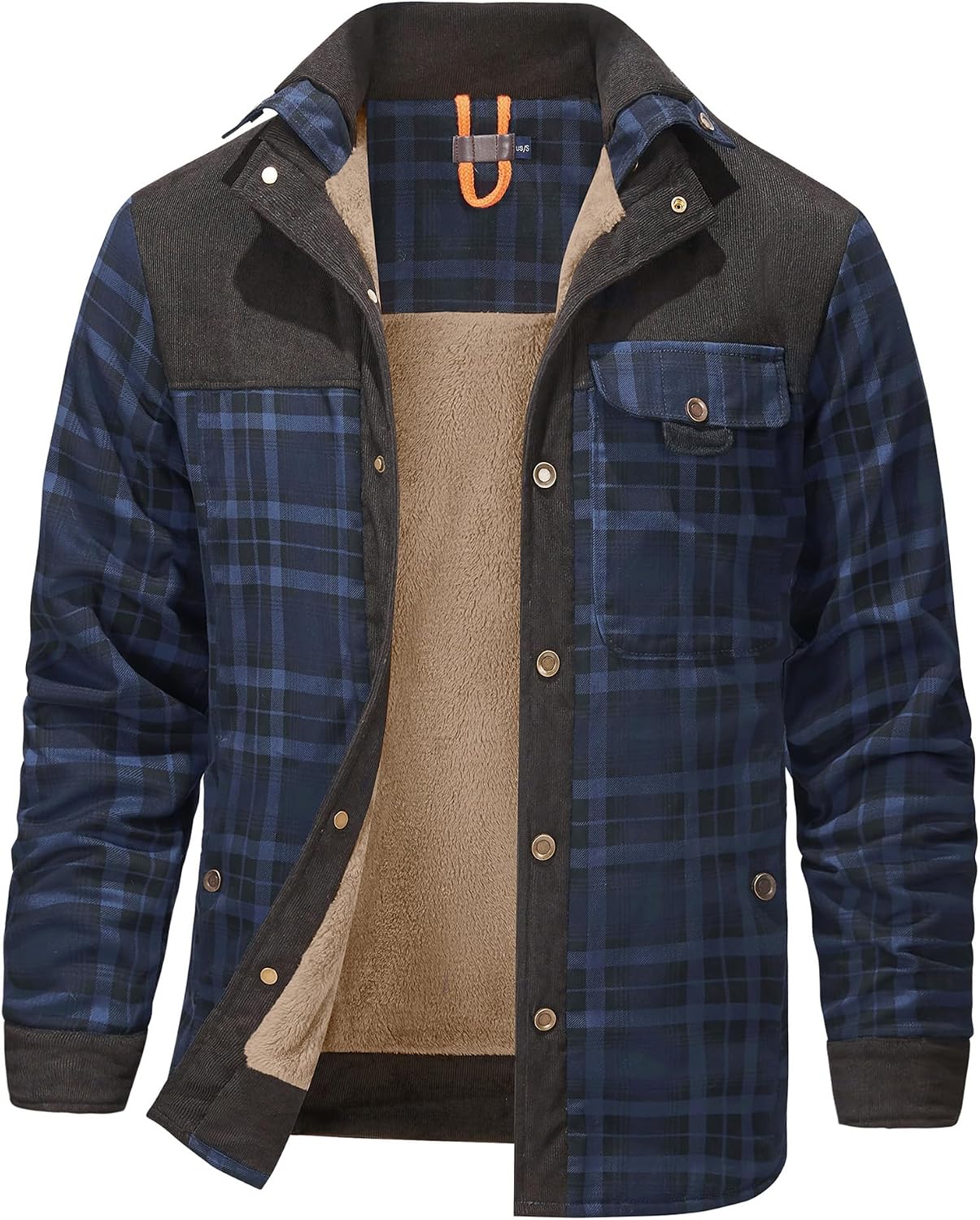 Men's Outdoor Casual Vintage Long Sleeve Plaid Flannel Button Down Shirt Jacket