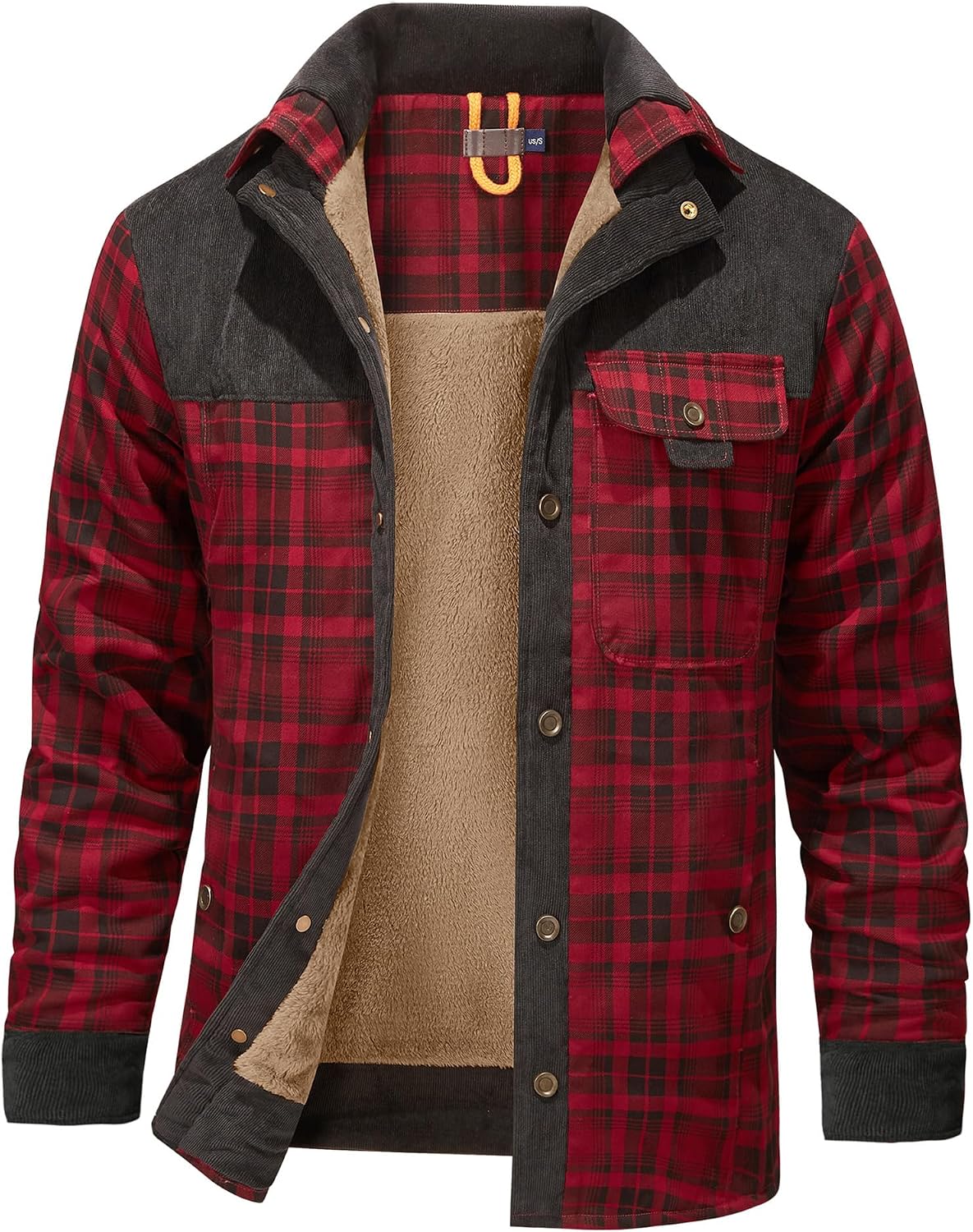 Men's Outdoor Casual Vintage Long Sleeve Plaid Flannel Button Down Shirt Jacket