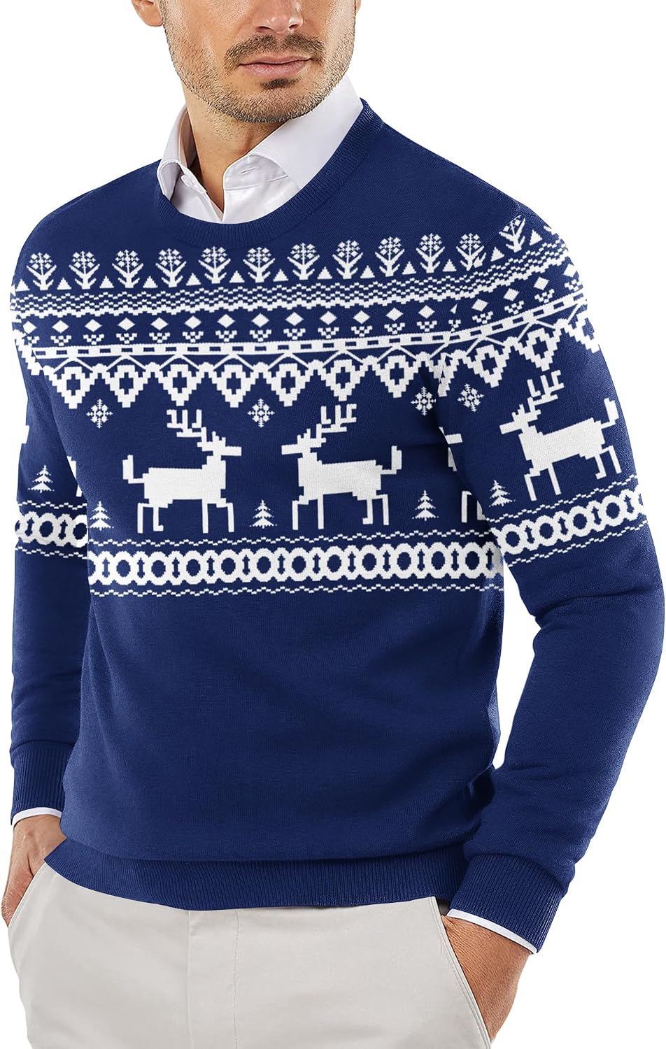 Men's Crewneck Sweaters Long Sleeve Dress Knit Sweater Lightweight Slim Fit Pullover Sweaters