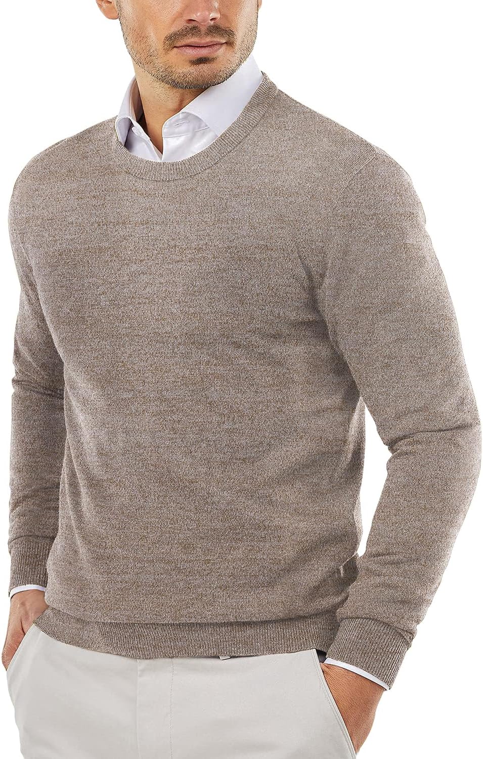 Men's Crewneck Sweaters Long Sleeve Dress Knit Sweater Lightweight Slim Fit Pullover Sweaters