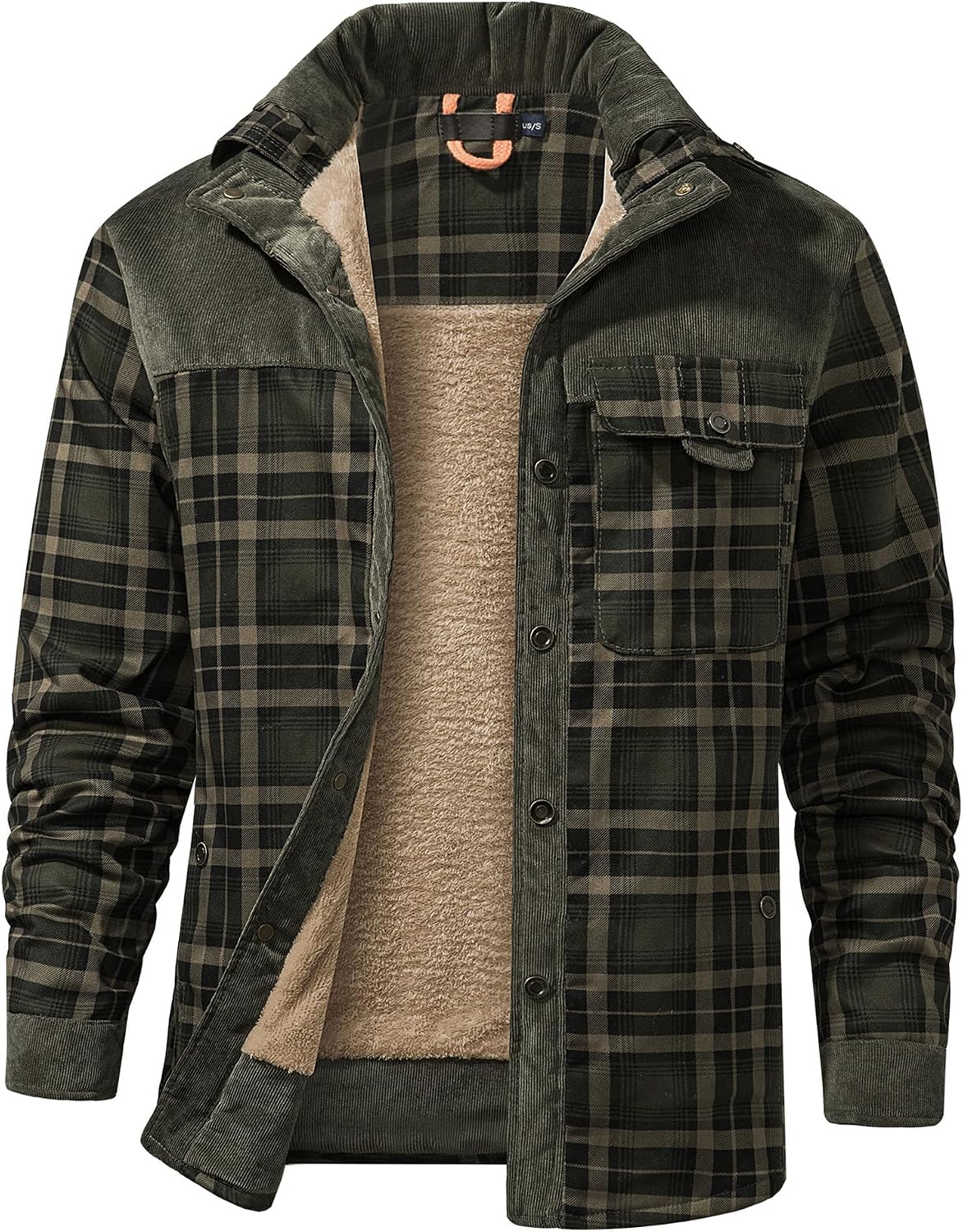 Men's Outdoor Casual Vintage Long Sleeve Plaid Flannel Button Down Shirt Jacket