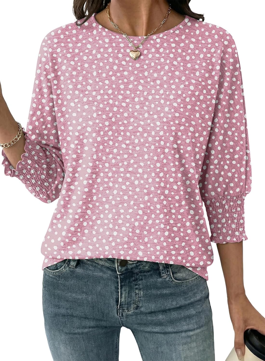 Women's 2026 Fashion Tops 3/4 Sleeve T-Shirts Cute Crewneck Basic Business Tees Blouses