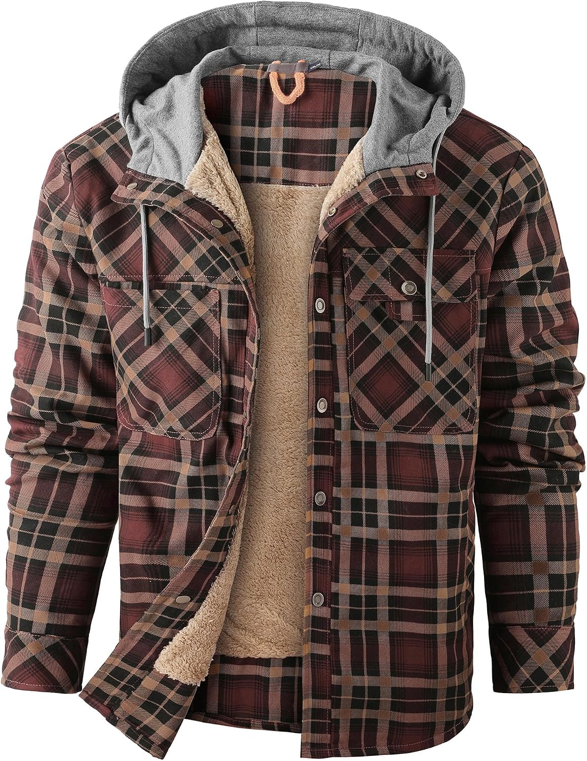 Men's Outdoor Casual Vintage Long Sleeve Plaid Flannel Button Down Shirt Jacket