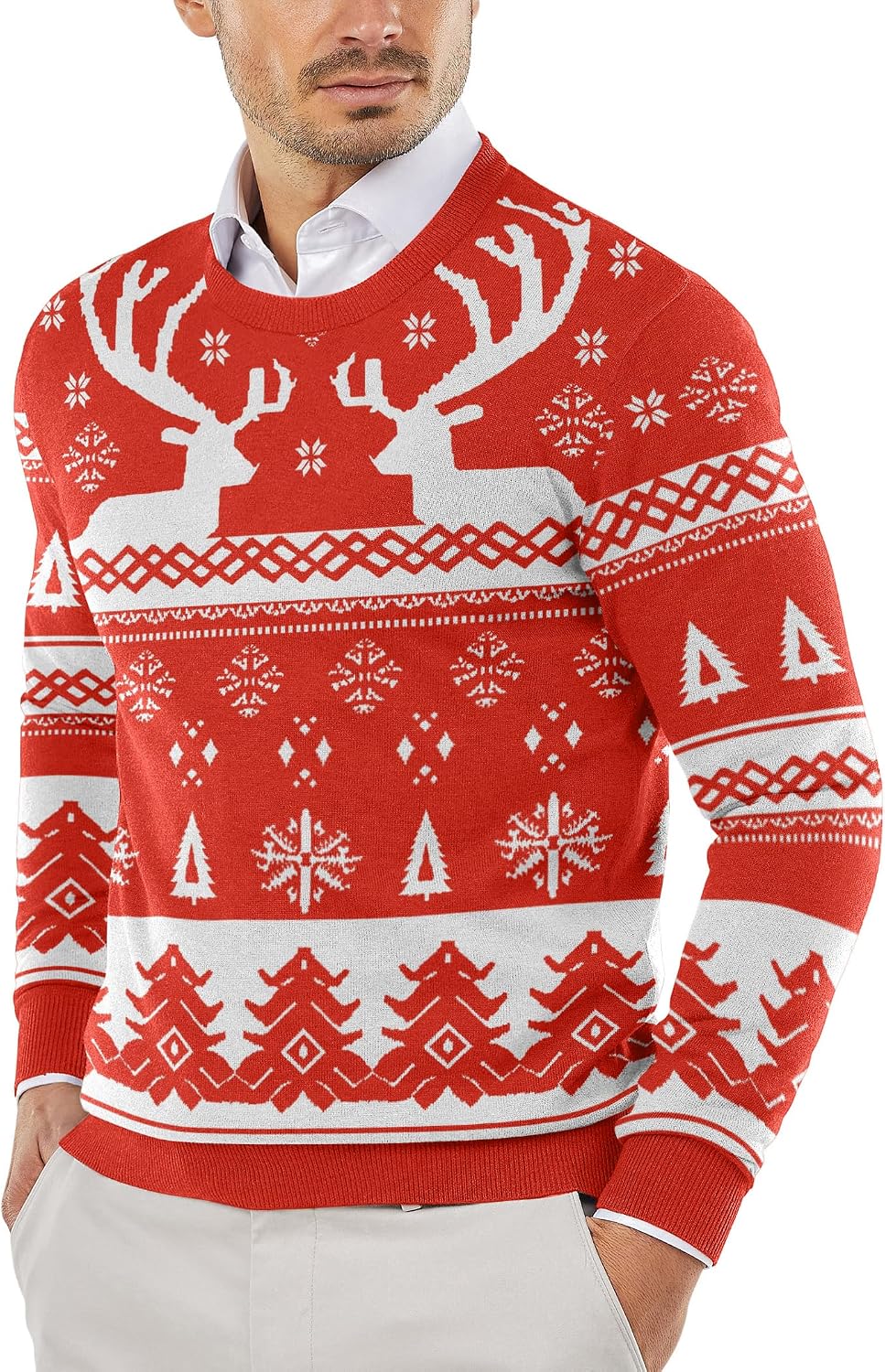 Men's Crewneck Sweaters Long Sleeve Dress Knit Sweater Lightweight Slim Fit Pullover Sweaters