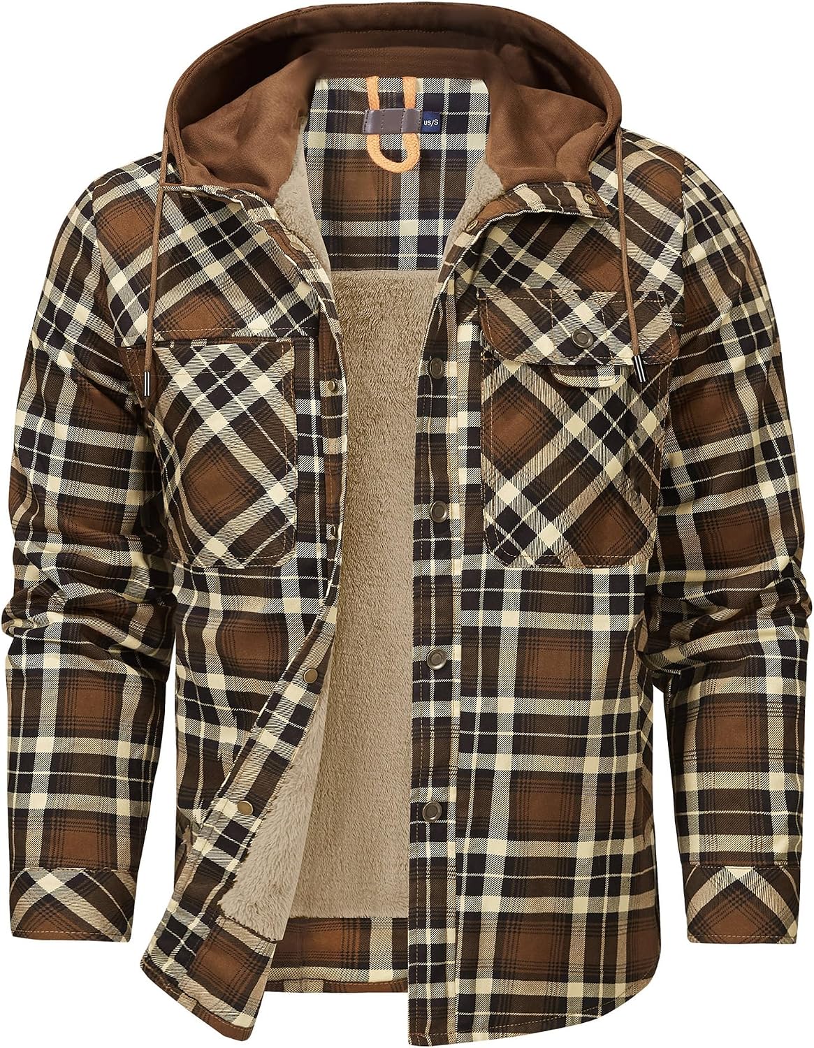Men's Outdoor Casual Vintage Long Sleeve Plaid Flannel Button Down Shirt Jacket
