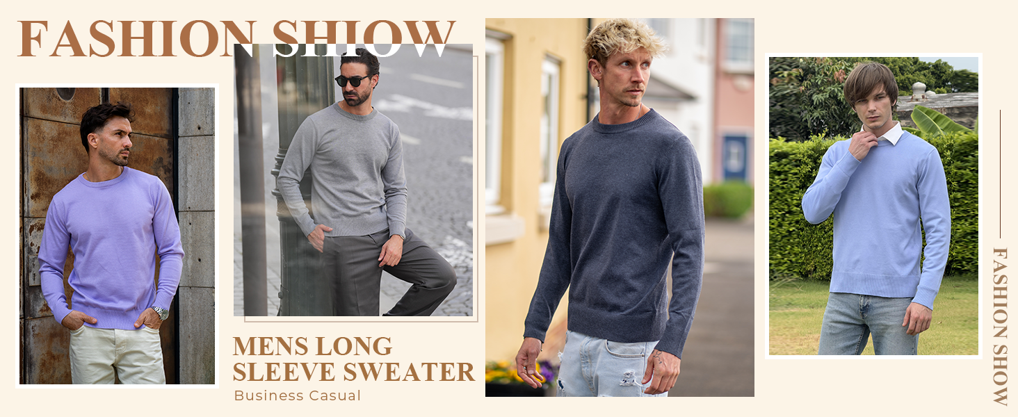 COOFANDY Men&amp;#39;s Crew Neck Sweater Slim Fit Lightweight Sweatshirts