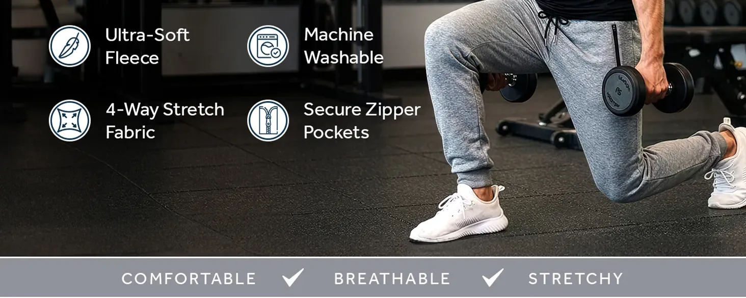 Pure Champ, Men&amp;#39;s Fleece Joggers. Ultra Soft fleece, machine washable, secure zipper pockets