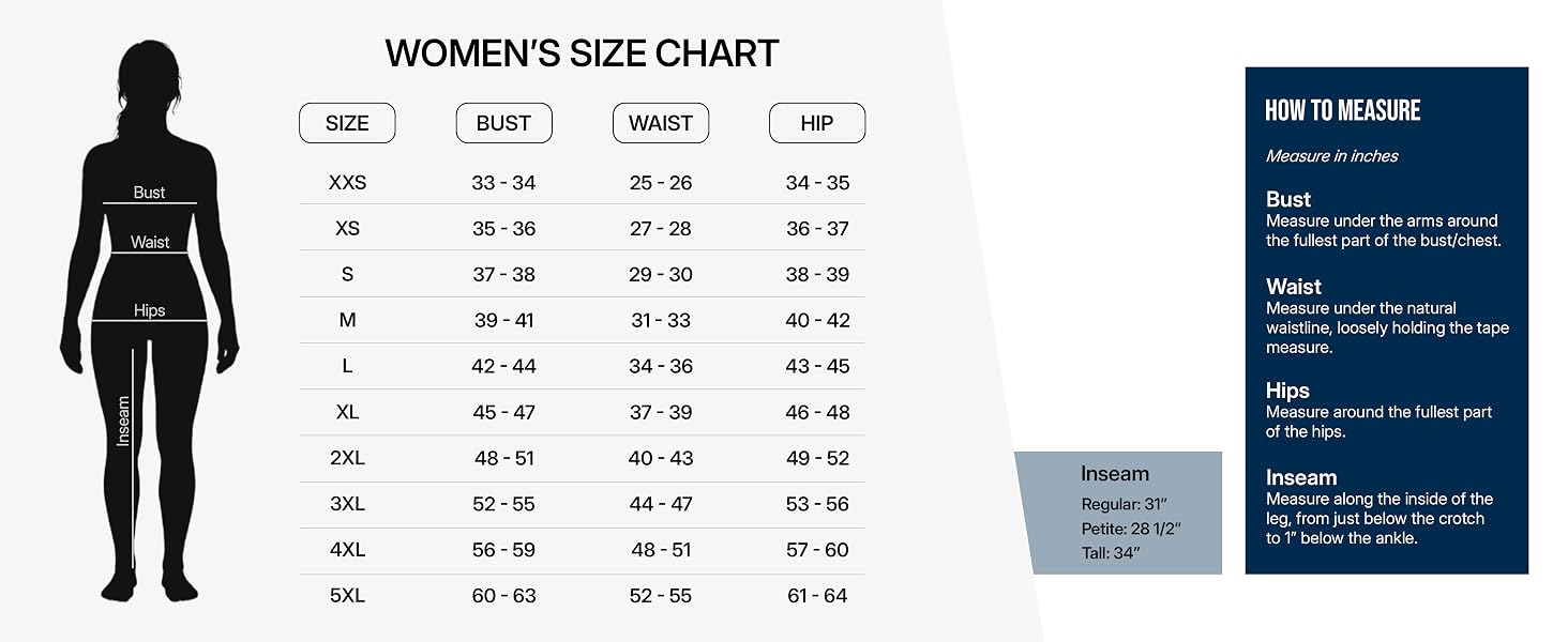 Size Chart_WW620_Womens Fit