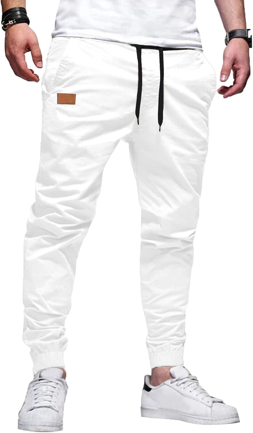 Mens Casual Joggers Pants - Cotton Drawstring Chino Cargo Pants Hiking Outdoor Twill Track Jogging Sweatpants Pants