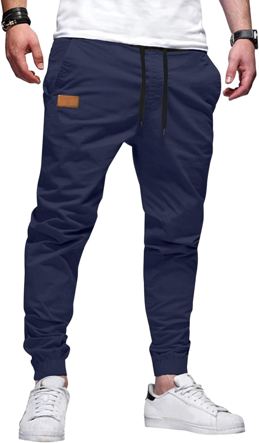Mens Casual Joggers Pants - Cotton Drawstring Chino Cargo Pants Hiking Outdoor Twill Track Jogging Sweatpants Pants