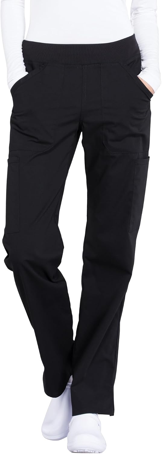 Scrubs For Women Mid Rise Straight Leg Pull On Bottoms with Soft Fabric 2-Way Stretch & 6 Pocket Work Pants - WW170