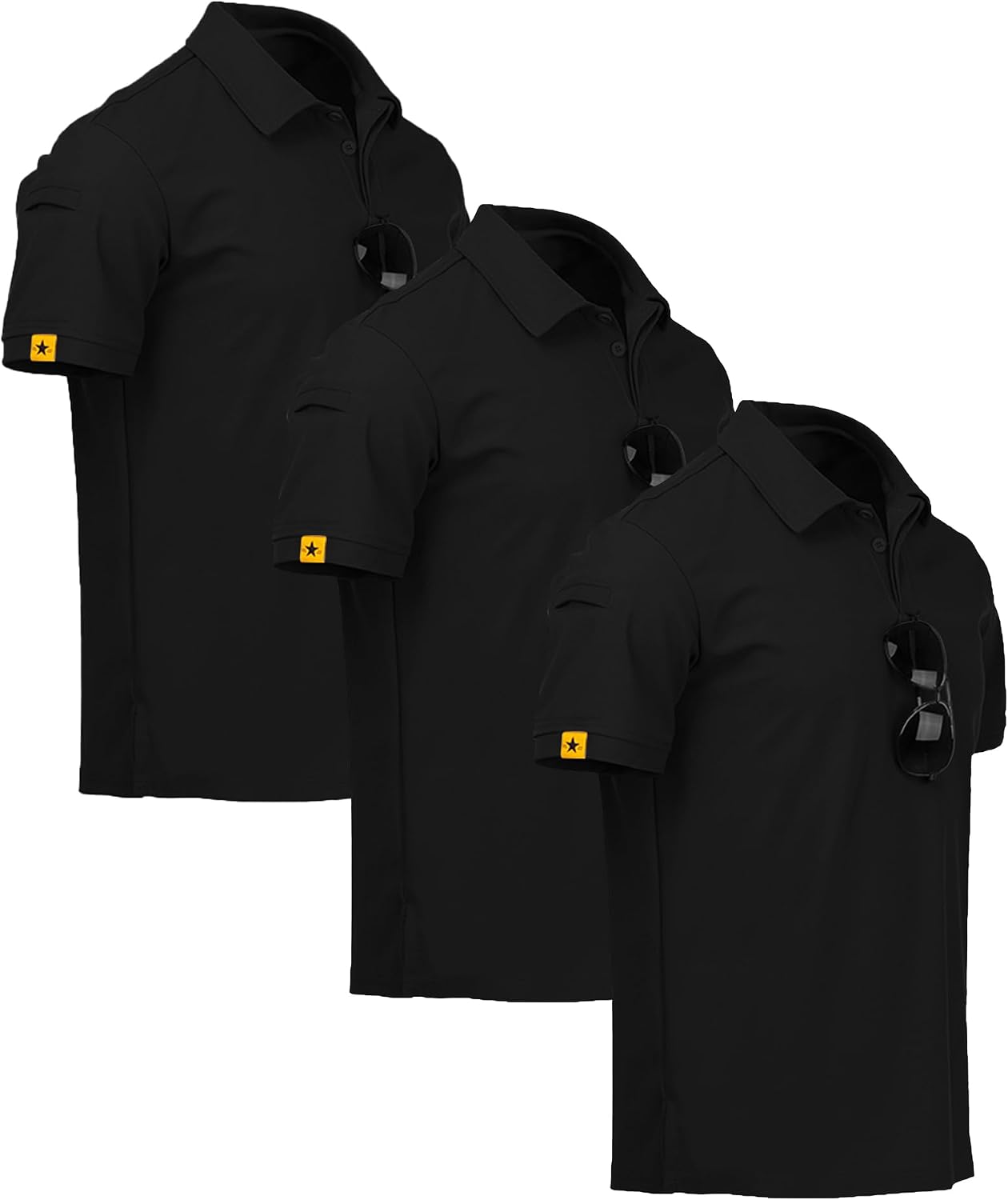 3 Pack Mens Polo Shirt Short Sleeve Sports Performance Business Casual Golf Shirts for Men Collared Tactical T-Shirts