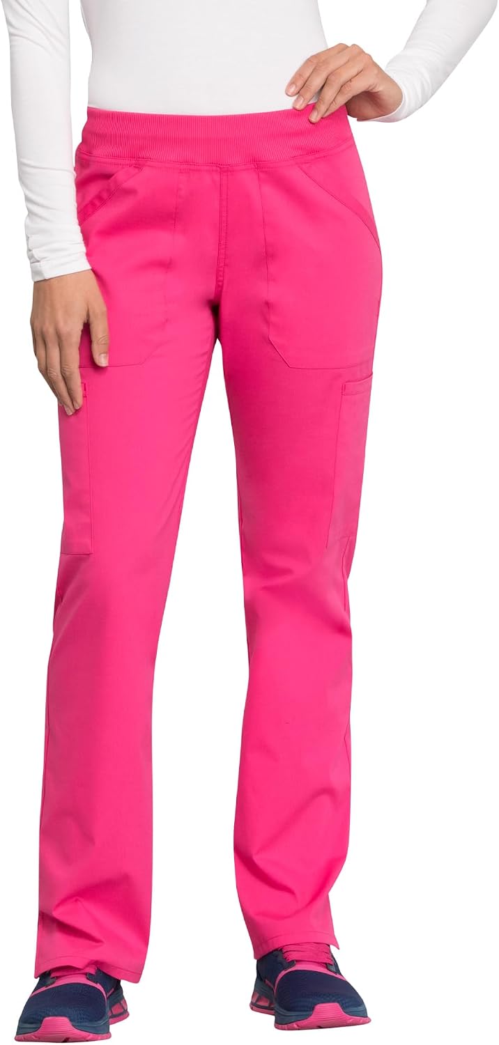 Scrubs For Women Mid Rise Straight Leg Pull On Bottoms with Soft Fabric 2-Way Stretch & 6 Pocket Work Pants - WW170